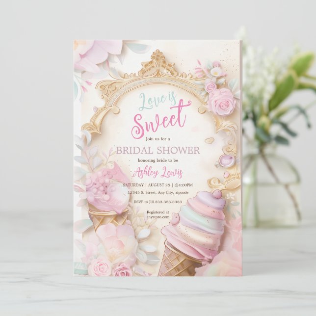 Invitación Helado de helado de crema de helado pastel (Anverso de pie)