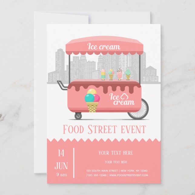 Invitación Helado de la calle de la comida (Anverso)
