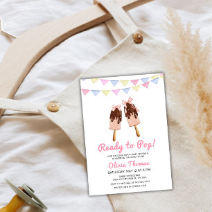 Invitación Helado de lazo rosa listo para estallar en la fies