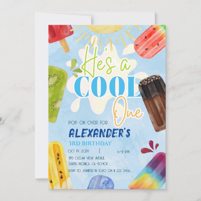 Invitación Helado de Paleta Verano 1ro 3ro 4to 5to 6to Niño (Anverso)