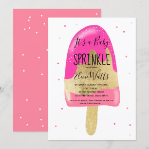Invitación Helado de purpurina dorado y ducha de espolvorín d