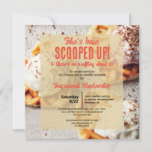 Invitación Helado de Scoop Corazón De Waffle