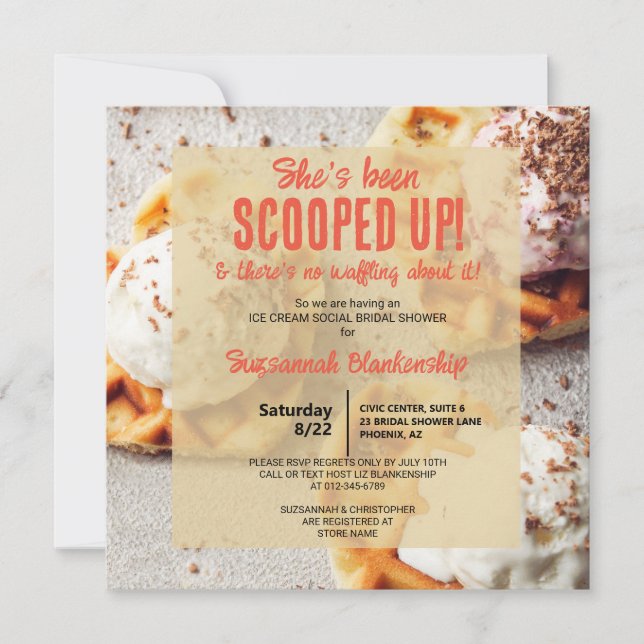 Invitación Helado de Scoop Corazón De Waffle (Anverso)