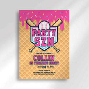 Invitación Helado de temporada de fiestas goteo béisbol cumpl