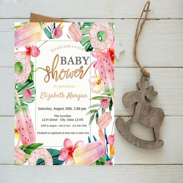 Invitación Helado, Donas Dulces Hojas Shower de Bebé (Subido por el creador)