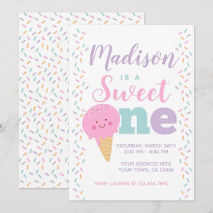 Invitación Helado, dulce, primer cumpleaños