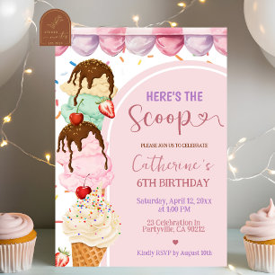 Invitación Helado Dulce Rosa Aquí tienes la información chica