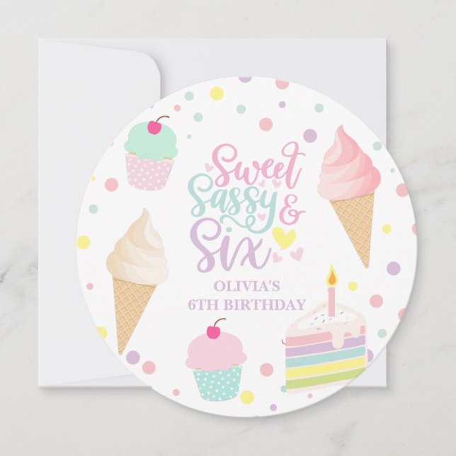 Invitación Helado Dulce Sassy y Seis (Anverso)