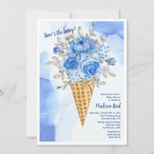 Invitación Helado floral Cono Baby Shower