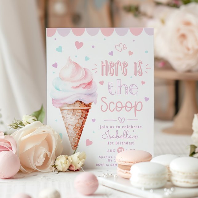 Invitación Helado Heres la primicia pastel 1er cumpleaños (Subido por el creador)