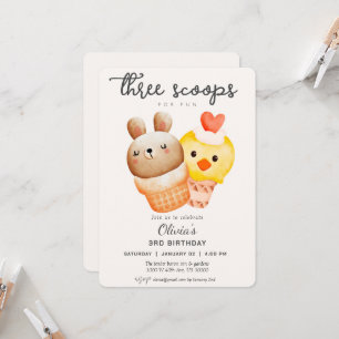 Invitación Helado lindo de tercer cumpleaños