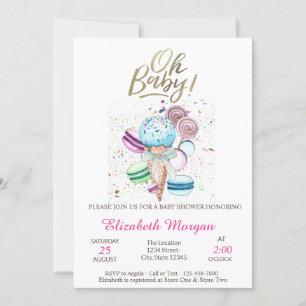 Invitación Helado Macarons Oh Baby Summer Baby Shower