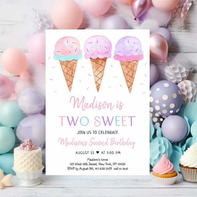 Invitación Helado moderno Dos Dulces Cumpleaños (Subido por el creador)
