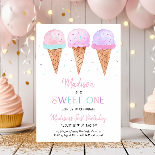 Invitación Helado moderno dulce de un cumpleaños (Subido por el creador)