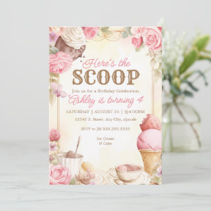 Invitación Helado rosa rosa fiesta de helado de cosecha