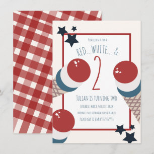 Invitación Helado y estrellas de cumpleaños del 4 de julio 2d