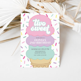 Invitación Helado y Purpurina Dos Dulces 2do Cumpleaños