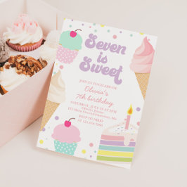 Invitación Helado y tarta 7 cumpleaños