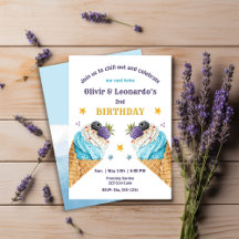 Helados Azules Para Dos Gemelos De Cumpleaños Para