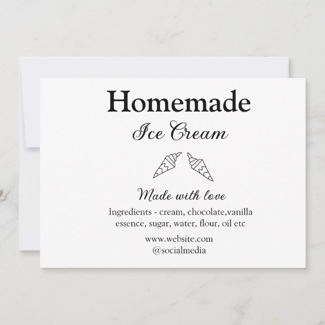 Invitación Helados caseros añaden ingredientes hechos con amo (Anverso)