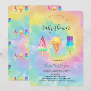 Invitación Helados Cool Verano Tie Dye Baby Shower