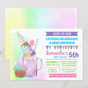 Invitación Helados de helados de batidos extremos unicornio d