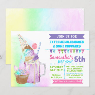 Invitación Helados de helados de batidos extremos unicornio d