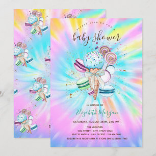 Invitación Helados Macarrones Corbata de Verano para Baby Sho