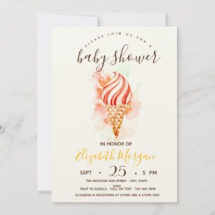 Invitación Helados, Rayas de Salpicaduras de Pintura Baby Sho