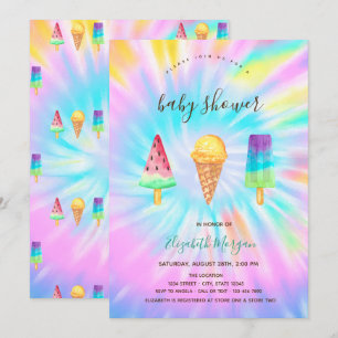 Invitación Helados Verano Tie Dye Baby Shower