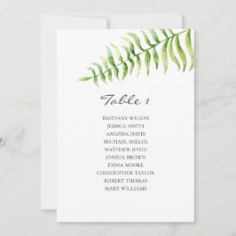 Invitación Helecho acuarela. Gráfico de asientos de boda verd