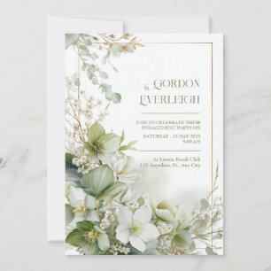 Invitación Helleboro Verde Salvia Marco Nupcial Botánico Dora