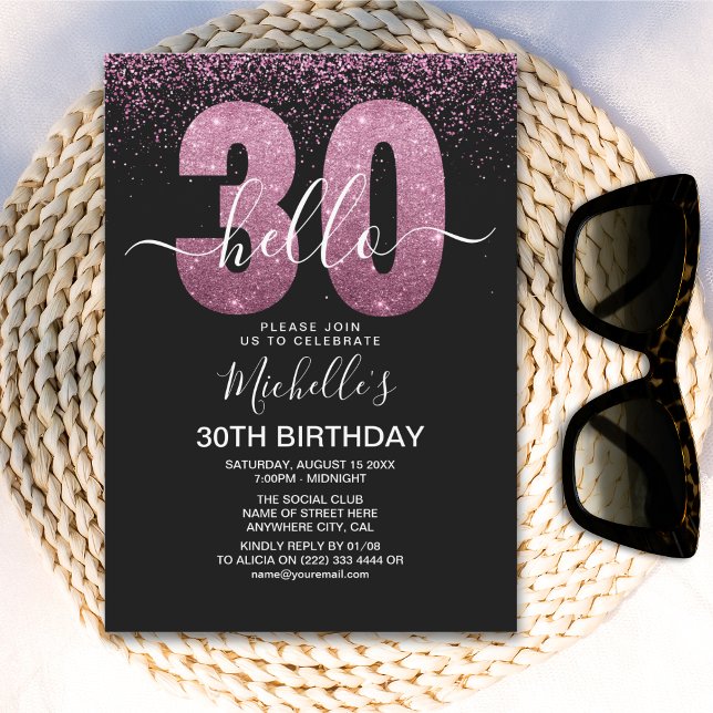 Invitación Hello 30 years modern birthday with photo (Subido por el creador)