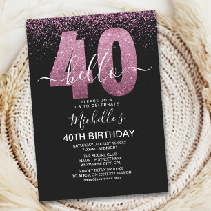Invitación Hello 40 years modern birthday with photo