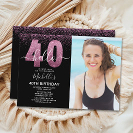 Invitación Hello 40 years - Modern Birthday with photo