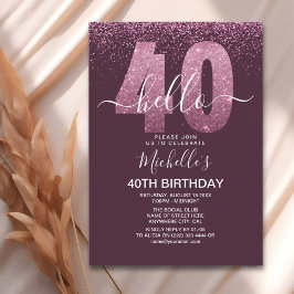 Invitación Hello 40 years modern birthday with photo