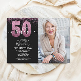 Invitación Hello 50! - Modern 50TH Birthday with photo