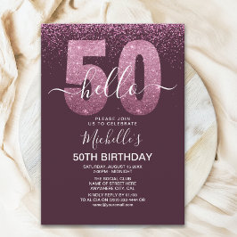 Invitación Hello 50 - Modern 50th birthday Women's