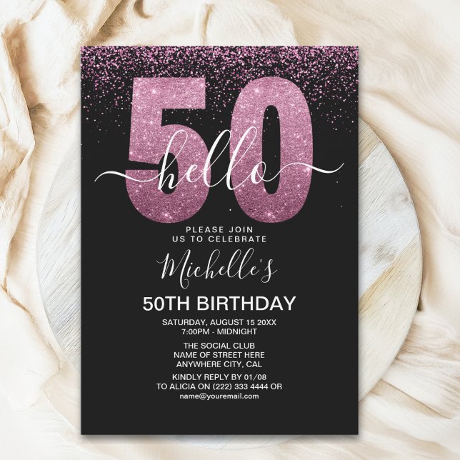 Invitación Hello 50 - Modern 50th birthday Women's (Subido por el creador)