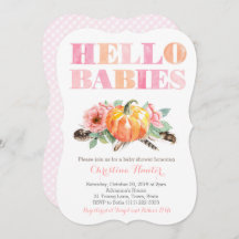 HELLO BABIES Twins Baby Girls Shower or Sip and Se
