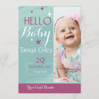 Invitación Hello Baby Birth Announcement Card
