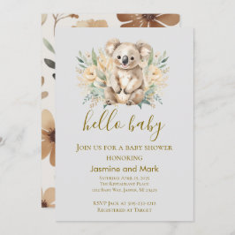Invitación Hello Baby Boho Neutral Koala Bear