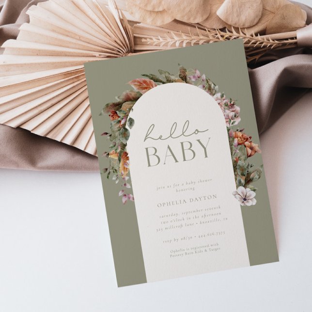Invitación HELLO BABY | Boho Sage Baby Shower (Subido por el creador)
