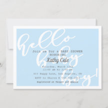 Hello Baby Boy - Blue Modern Baby Shower