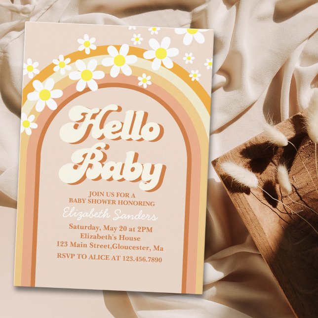Invitación Hello Baby Cute Groovy Baby Shower (Subido por el creador)