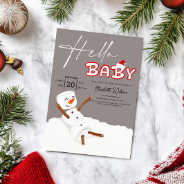 Invitación Hello Baby Cute Snowman Baby Shower