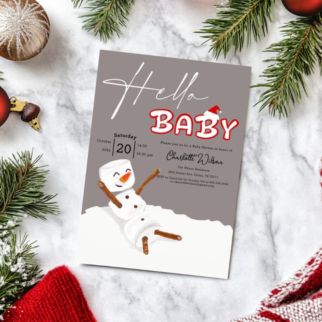 Invitación Hello Baby Cute Snowman Baby Shower (Subido por el creador)