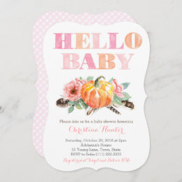 Invitación HELLO BABY Girl Duchers Cards Pumpkins Rosas