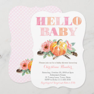 Invitación HELLO BABY Girl Duchers Cards Pumpkins Rosas
