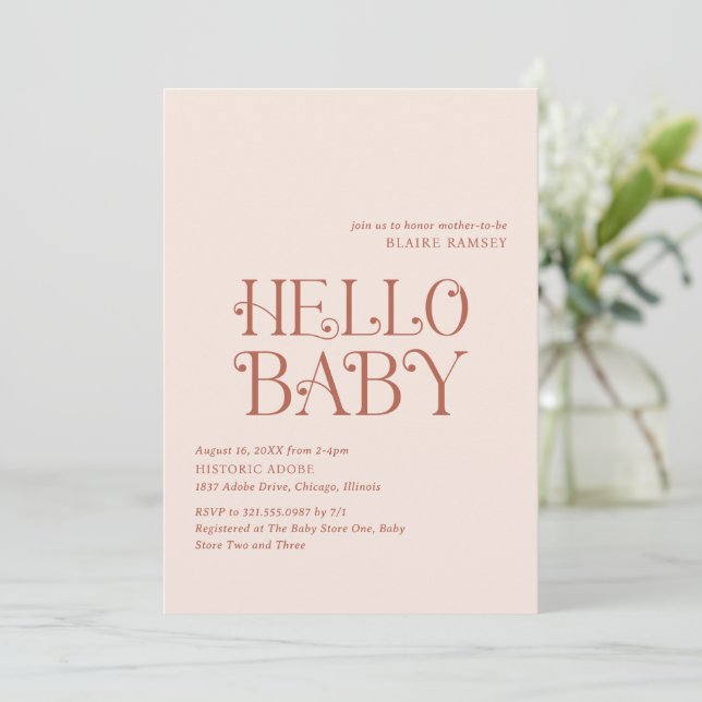 Invitación Hello Baby Neutral Modern Baby Shower (Anverso de pie)